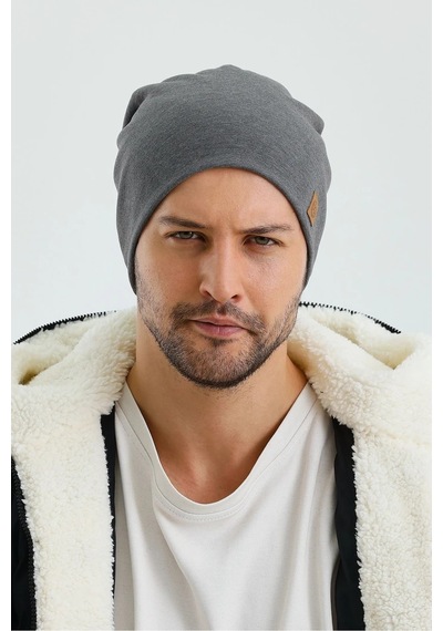 Erkek Termal %100 Pamuklu Soft 2 Stil 1 Arada Bere Premium Cuts Serisi - Standart / Gri Gri