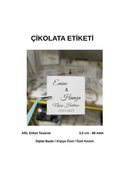Söz, Kına, Nişan, Düğün Çikolata Etiketi 3,5 Cm 88 Adet - Arl Etiket Tasarım Beyaz