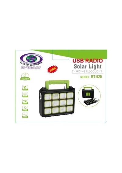 Everton Rt-920 Şarjlı 200w Solar Panelli Projektör Radyolu Metalik Gri