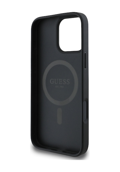Apple Uyumlu iPhone 16 Pro Kılıf Guess Lisanslı Magsafe Şarj Özellikli Pu Üçgen Logo 4g Desenli Kapak Siyah