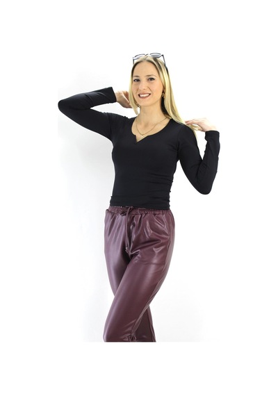Rouge Basıc Mikro Armut Yaka Body Siyah