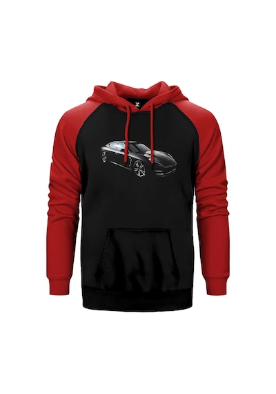 Porsch Panamera Kırmızı Renk Reglan Kol Kapşonlu Sweatshirt Kırmızı