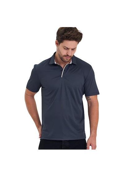 Erkek Kısa Kol Polyester Polo Yaka Fonksiyonel Tişört Antrasit