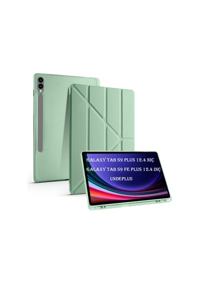 Samsung Galaxy Uyumlu Tab S9 Fe Plus X610 X616 Kılıf Kalem Bölmeli Trifolding Case