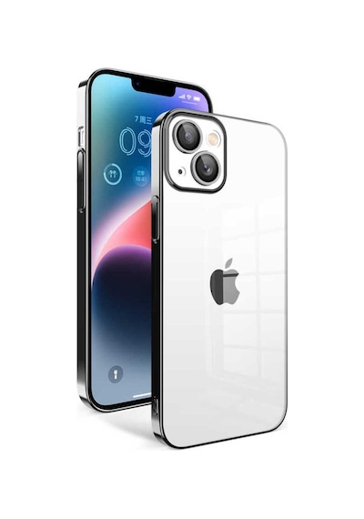 Apple Uyumlu iPhone 14 Plus Kılıf Kamera Korumalı Renkli Çerçeveli Zore Garaj Kapak Siyah