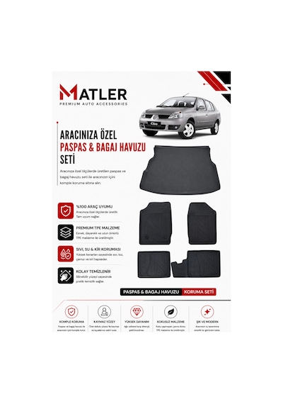 Renault Symbol 1999 Model 4d Ekstra Havuzlu Paspas Ve Bagaj Havuzu Set