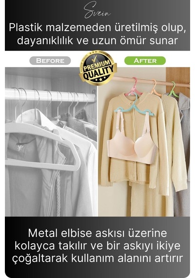 20 Adet Çok Amaçlı Askı Çoğaltıcı Gardrop Dolap İçi Düzenleyici Organizer Kanca Seti Çoklayıcı Çok Renkli