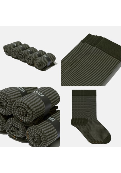 Dikişsiz Bambu Çorap Haki Yeşil Renk Çizgi Detaylı Bambu Erkek Çorap Kutulu 5 Çift Premium Uzun Çorap Soket Çorap Bambu Mix