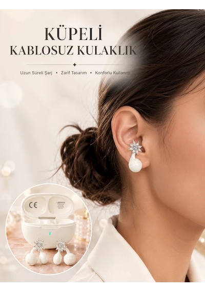 Bluetooth Bağlantılı Küpeli Kablosuz Kulaklık Uzun Pil Ömrü