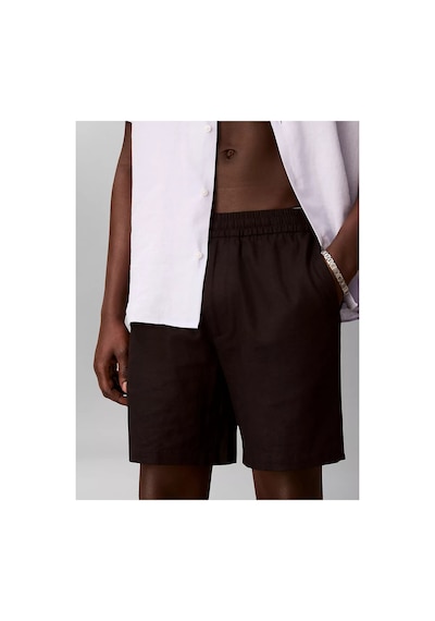 Calvin Klein Erkek Normal Kesim Beli Lastikli Keten Siyah Şort-16051