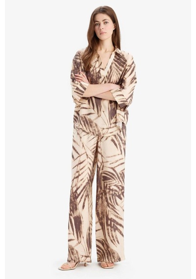 DeFacto Wide Leg Desenli Modal Kumaş Palazzo Pantolon Yüksek Bel Düz Geniş Paça E8599AX25SMBG310 DeFacto Wide Leg Desenli Modal Kumaş Palazzo Pantolon Yüksek Bel Düz Geniş Paça E8599AX25SMBG310