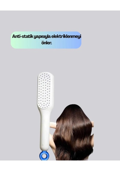 Kendi Kendini Temizleyen Saç Tarağı Anti-statik, Silikon Uçlu, Abs Malzeme, 22x4 Cm ..