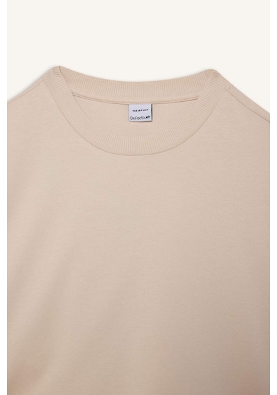DeFacto Fit Bisiklet Yaka Basic Düz Sporcu Kadın Sweatshirt - Bej D7119AX25SPBG700