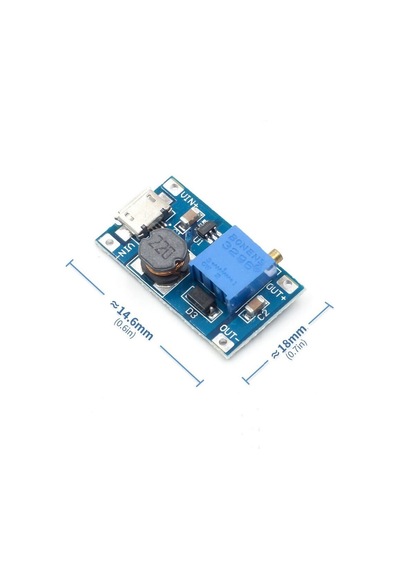 Mt3608 Micro Usb Dc-dc Voltaj Yükseltici Modül - Usb Soketli - 2a