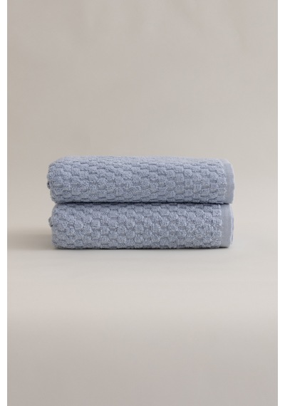 Ivory Mavi Kabartma Dokulu Mikro Fiber %100 Pamuk 2li El Yüz Havl Mavi