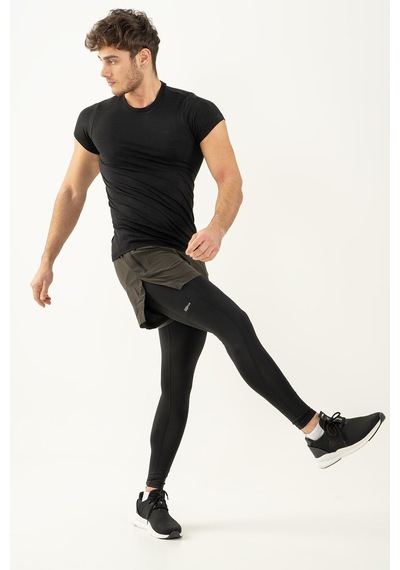Maraton Active Slimfit Erkek Bisiklet Yaka Kısa Kol Koşu Siyah T-Shirt 821075-Siyah