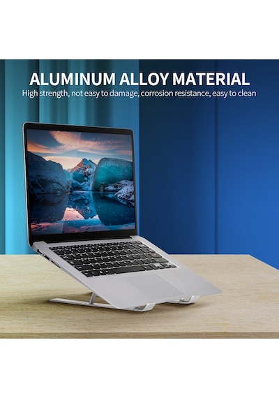 6 Seviyeli Ayarlanabilir Laptop Standı Taşınabilir Katlanabilir Alüminyum Alaşım Laptop Braketi Kaymaz Laptop Tablet Tutucu Gümüş