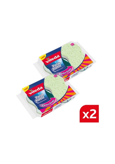 Vileda Parlak Konfor Oluklu Bulaşık Süngeri 2 x 2'li