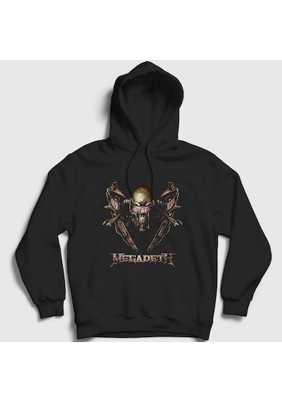 Presmono Unisex Iron Megadeth Kapüşonlu Sweatshirt Siyah