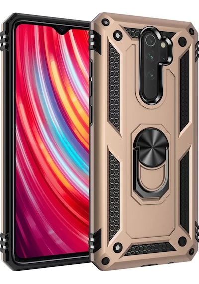 Newface Xiaomi Redmi Note 8 Pro Kılıf Sofya Yüzüklü Silikon Kapak - Gold Altın