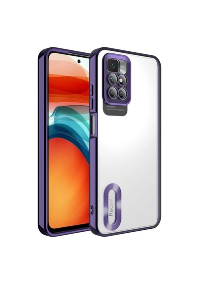 Xiaomi Redmi 10 Kılıf Kamera Korumalı Logo Gösteren Zore Omega Kapak Derin Mor
