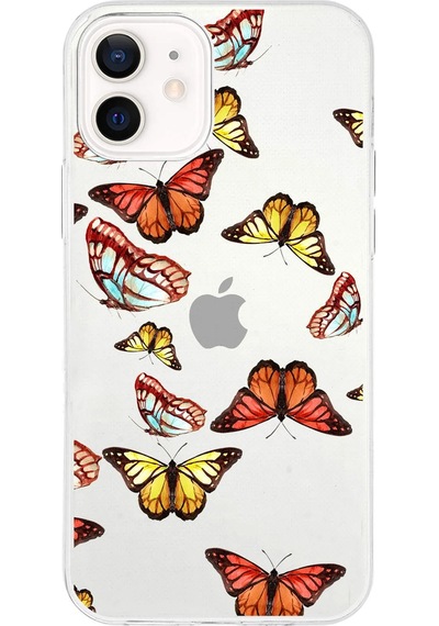Apple Uyumlu iPhone 12 Mini İle 1mm Slim Fit Water Color 2 Baskılı Şeffaf Kılıf