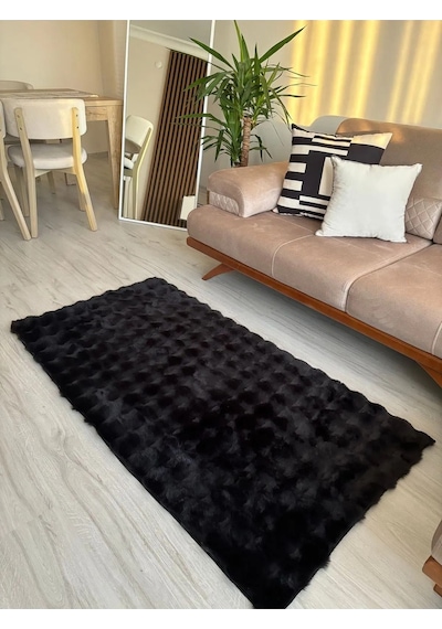Aries Home Tavşan Tüyü Yumuşak Keçeleşmez Dekoratif Bubble İthal Kalite Post Halı K