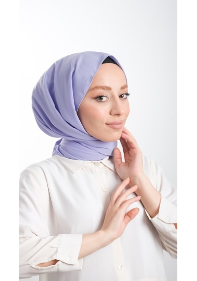 Hürrem Bone Lila Düz Klasik Şal Medine İpeği Sade 202103_28