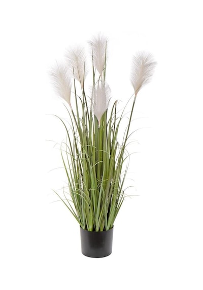 Yapay Çiçek Saksılı Salon Bitkisi Beyaz Püskül Grass Panpas