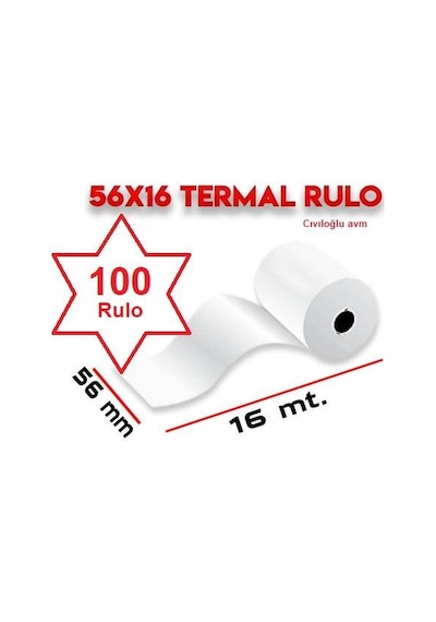 UMUR 56X16 TERMAL POS RULOSU KAĞIT BEKO YAZARKASA RULO 100 ADET