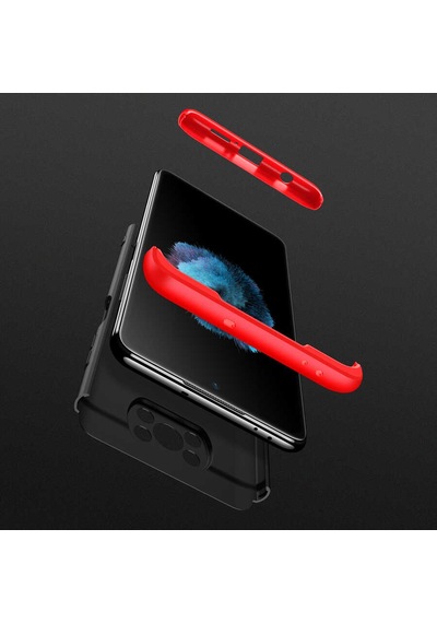 Xiaomi Poco X3 Kılıf Zore Ays Kapak Siyah-Kırmızı