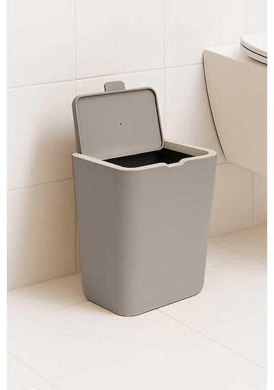 Flip 6 Lt Banyo Mutfak Tezgah Üstü Çöp Kovası - Kum Beji