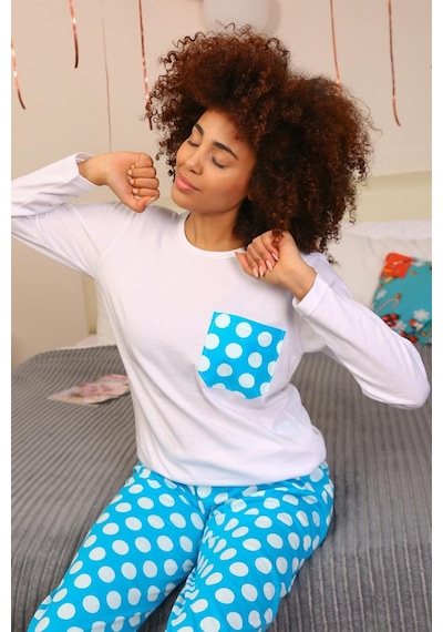 Akbeniz Kadın Uzun Kol Penye Pijama Takım 4197 - S Beyaz