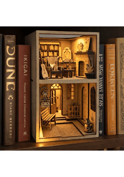 Magic Book Nook Ahşap Maket Seti 2 Katlı Peri Led'li Kitaplık Dekoru Dıy