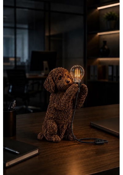 3d Baskı Köpek Masa Lambası Modern Dekoratif Aydınlatma Ürünü Kahverengi