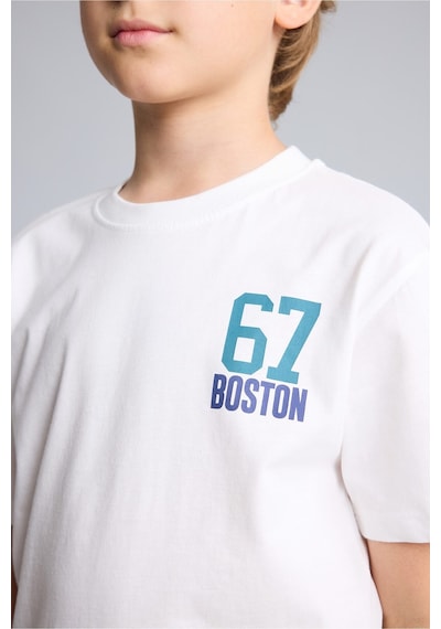 Defacto Oversize Fit Bisiklet Yaka Baskılı Kısa Kollu Tişört Erkek Çocuk I6729a826hswt32 Beyaz-wt32