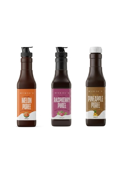 Muros Kokteyl 3'lü Püre Frambuaz + Kırmızı Orman Meyveli + Kavun Meyve Püresi 1000 Ml