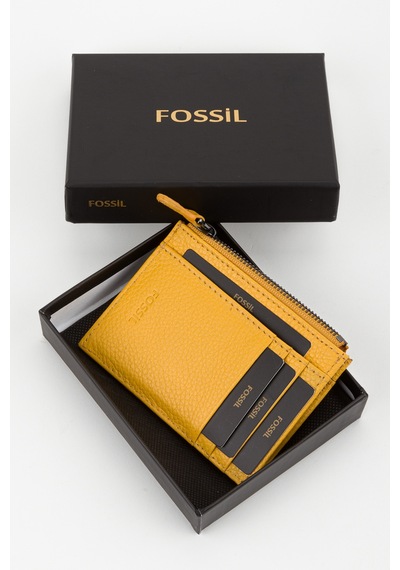 Fossil %100 Hakiki Deri Fermuar Detaylı El Portföyü Kartlık Sarı Sarı