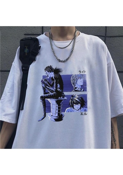 Pisa Art Death Note Kolaj Beyaz Unisex Oversize T-shirt Rsts1894 Beyaz