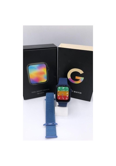 G68l Smart Watch 6s Akıllı Saat Yan Tuşlar Aktif Uygulama Çift Kordon Mavi