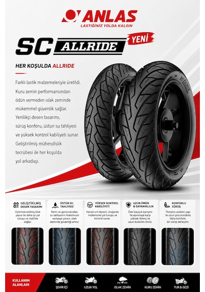Anlas Sc Allride 120/70-15 Ve 140/70-14 Takım 4 Mevsim Yeni Üretim Obl013