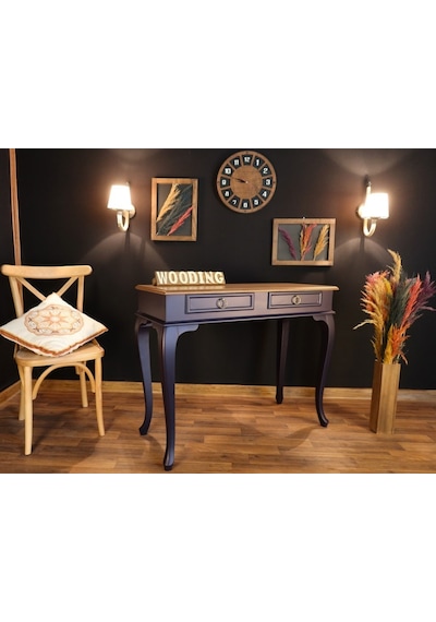 Wooding 100 Cm Çekmeceli Masif Lacivert Naturel Dresuar (548588024) Lacivert