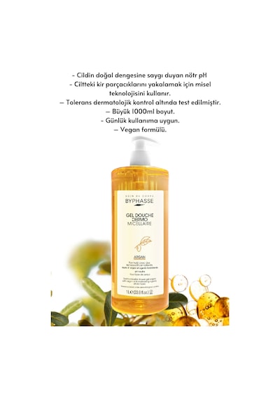 Byphasse Dermo Micellar Argan Oil Duş Jeli Tüm Ciltler İçin 1 L