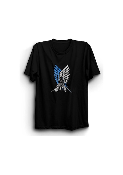 Unisex Anime Baskılı Tshirt SIYAH