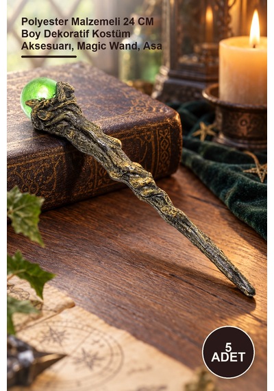 5 Adet Polyester Sihirli Asa Polyester Malzemeli 24 Cm Boy Dekoratif Kostüm Aksesuarı, Magic Wand, Asa