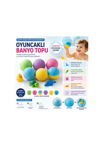 Sürpriz Oyuncak Çıkaran Banyo Bombası Suda Eriyen Renkli Banyo Topu Çocuklar İçin Eğlenceli Banyo Deneyimi