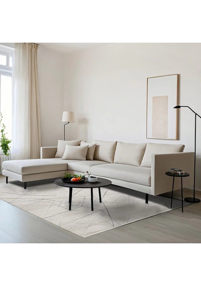 Bespoky Moda Geometrik Kabartmalı Salon Halısı Makine Dokuma Gri