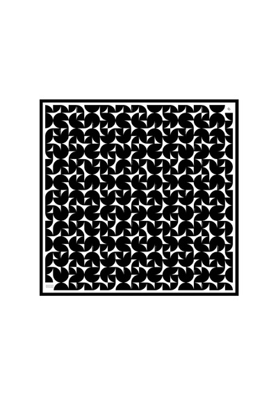 BELLİ Saf İpek Eşarp 4117d02 Twill İpek -5686 - 90 X 90 / Siyah - Beyaz Siyah - Beyaz