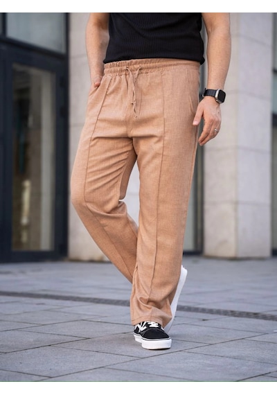 Wear Vexel Erkek Keten Cepli Çıma Dikişli Jogger Buggy Pantalon Rahat Kalıp - Kahverengi Çok Renkli
