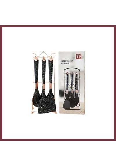Storeşahin 7 Parça Stantlı Siyah Silikon Mutfak Seti Shn0720
